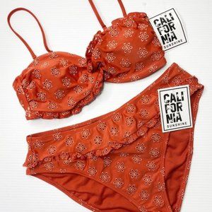 California Sunshine Eyelet Bandeau Bikini - XL Top/L Bottom
